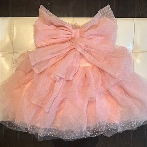 Lola Blush Pink Tulle Kids Dress with Bow